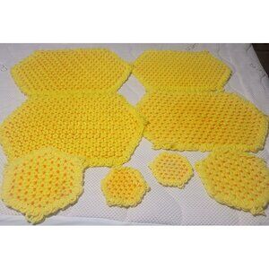 Retro VTG 70's Yellow & Orange Yarn Loom Daisy Flower Power Hippie Placemats Set